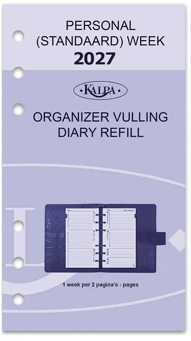 6317-27 170 x 95 mm Personal 6 anneaux d'agenda Organizer Insère un ensemble complet hebdomadaire 2027